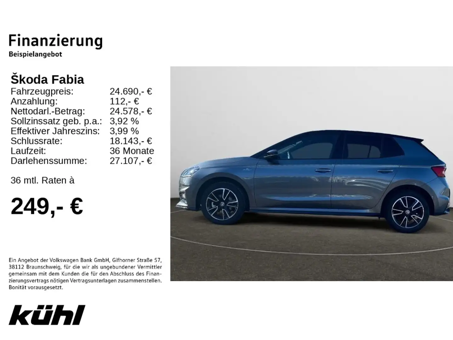 Skoda Fabia 1.0 TSI DSG Monte Carlo Navi, LED Grau - 2