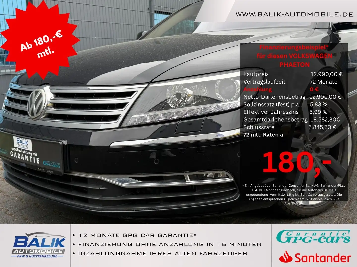 Volkswagen Phaeton V6 TDI 5-Sitzer 4Motion lang*EXCLUSIVE* Negro - 1