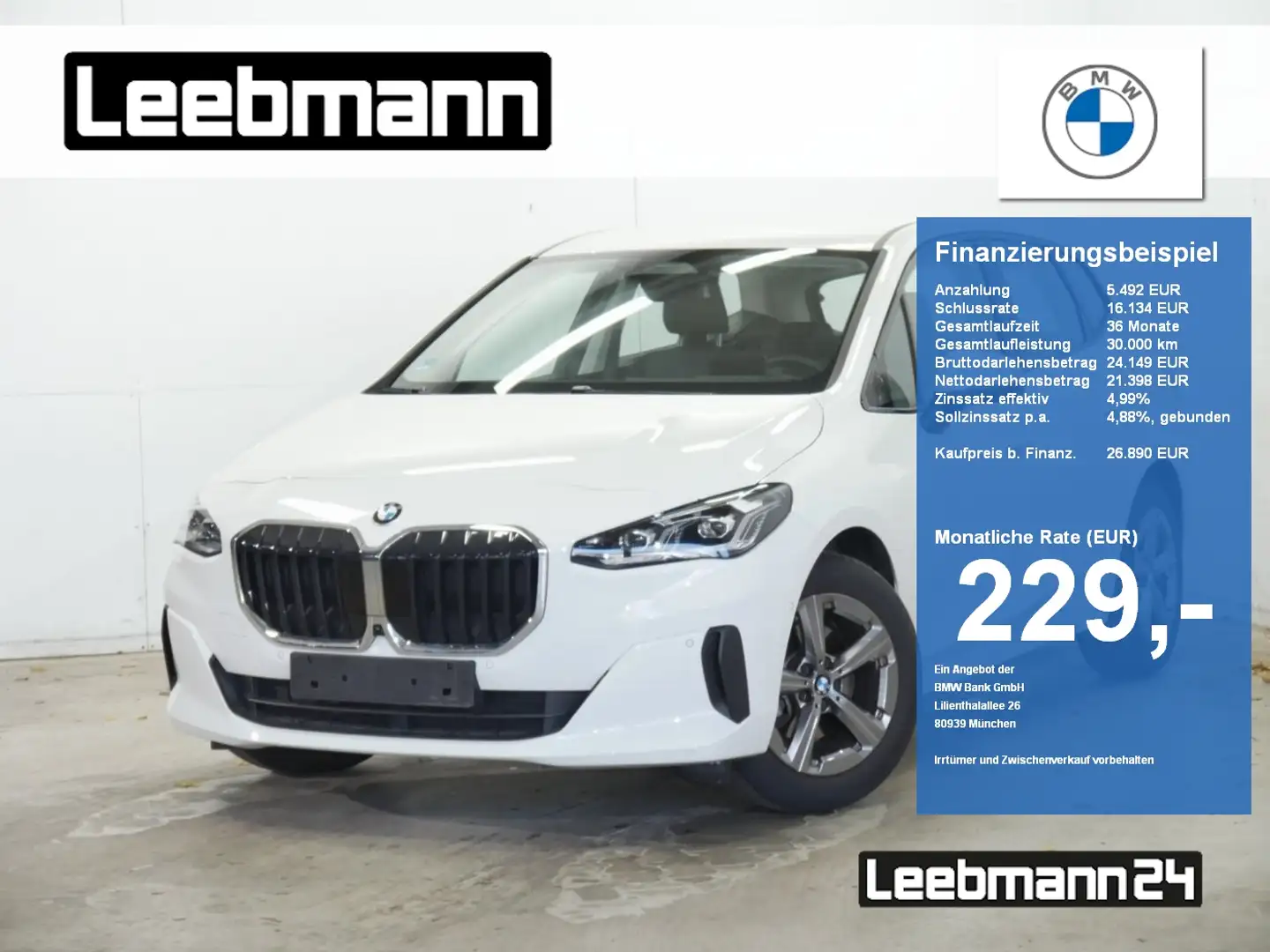 BMW 216 i Active Tourer ACC/360 GARANTIE bis 10/2029 Weiß - 1