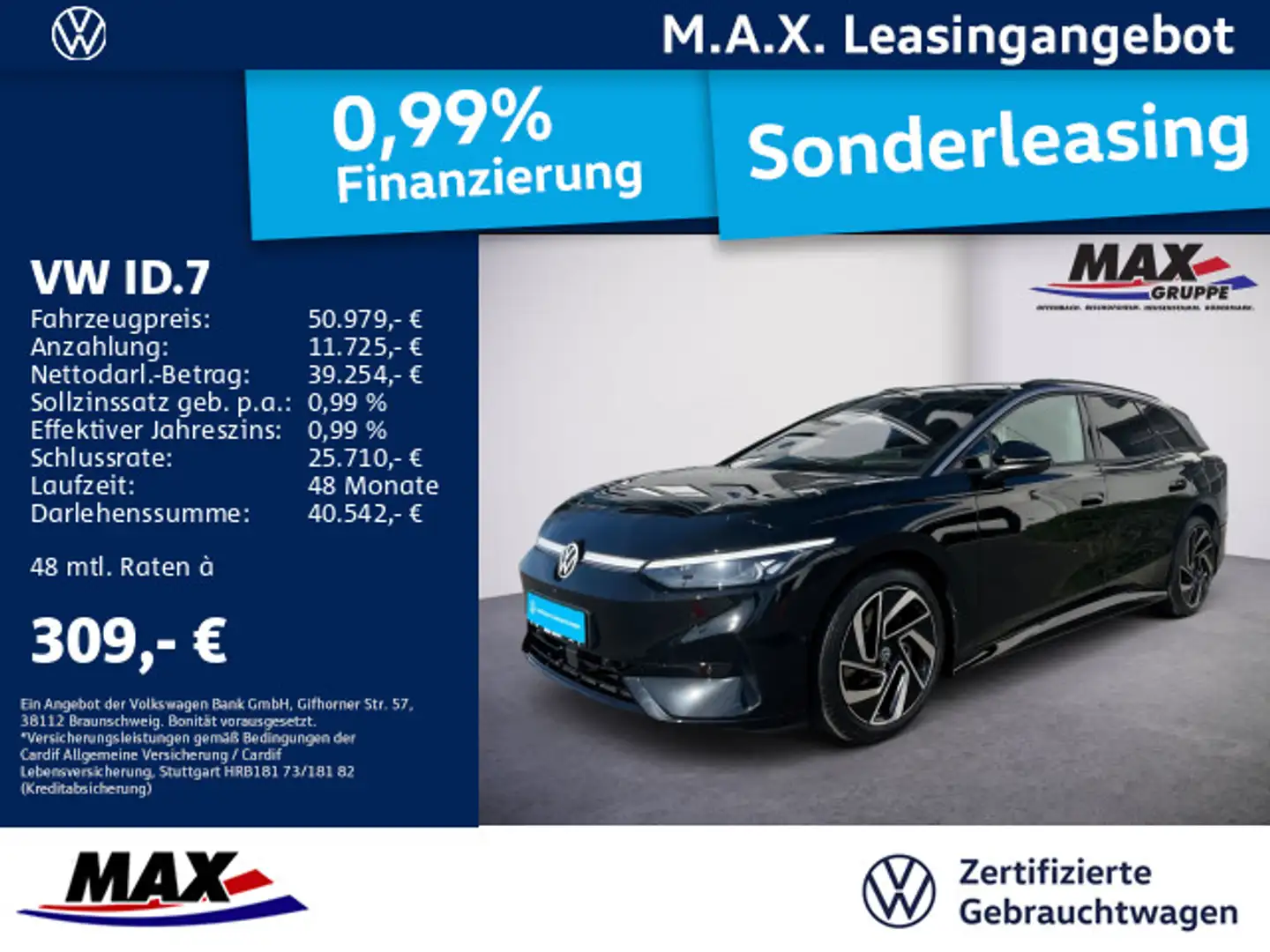 Volkswagen ID.7 Tourer PRO MATRIX LED+KAMERA+AUGM HUD+AHK+ Schwarz - 1