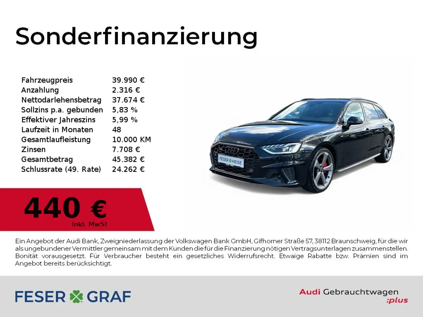 Audi A4 Avant S line 40 TDI quattro B&O/Navi+/Pano Schwarz - 1