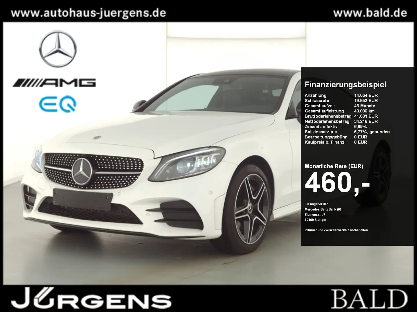 Mercedes-Benz C 300 4M Coupé AMG-Sport/ILS/360/Pano/Night/Dist Weiß - 1