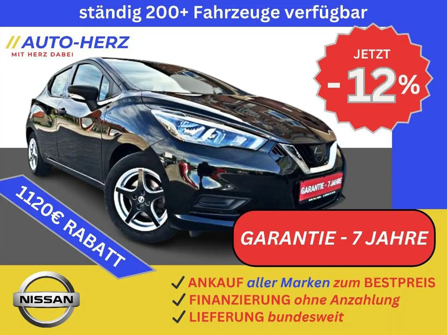 Nissan Micra 5-Türig+Klima+PDC+Tempomat Schwarz - 1