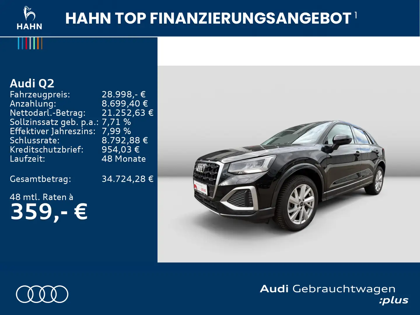 Audi Q2 advanced 35TFSI S-trc AHK LED Navi Einpark. Schwarz - 2