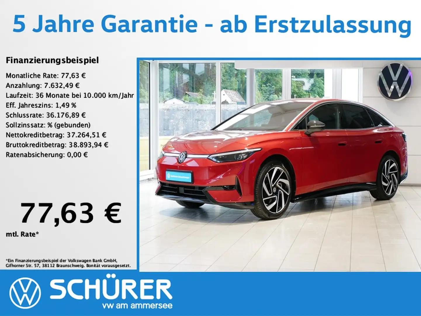Volkswagen ID.7 Pro Wärmepumpe AHK 360° e.Sitze MatrixLed Rot - 1