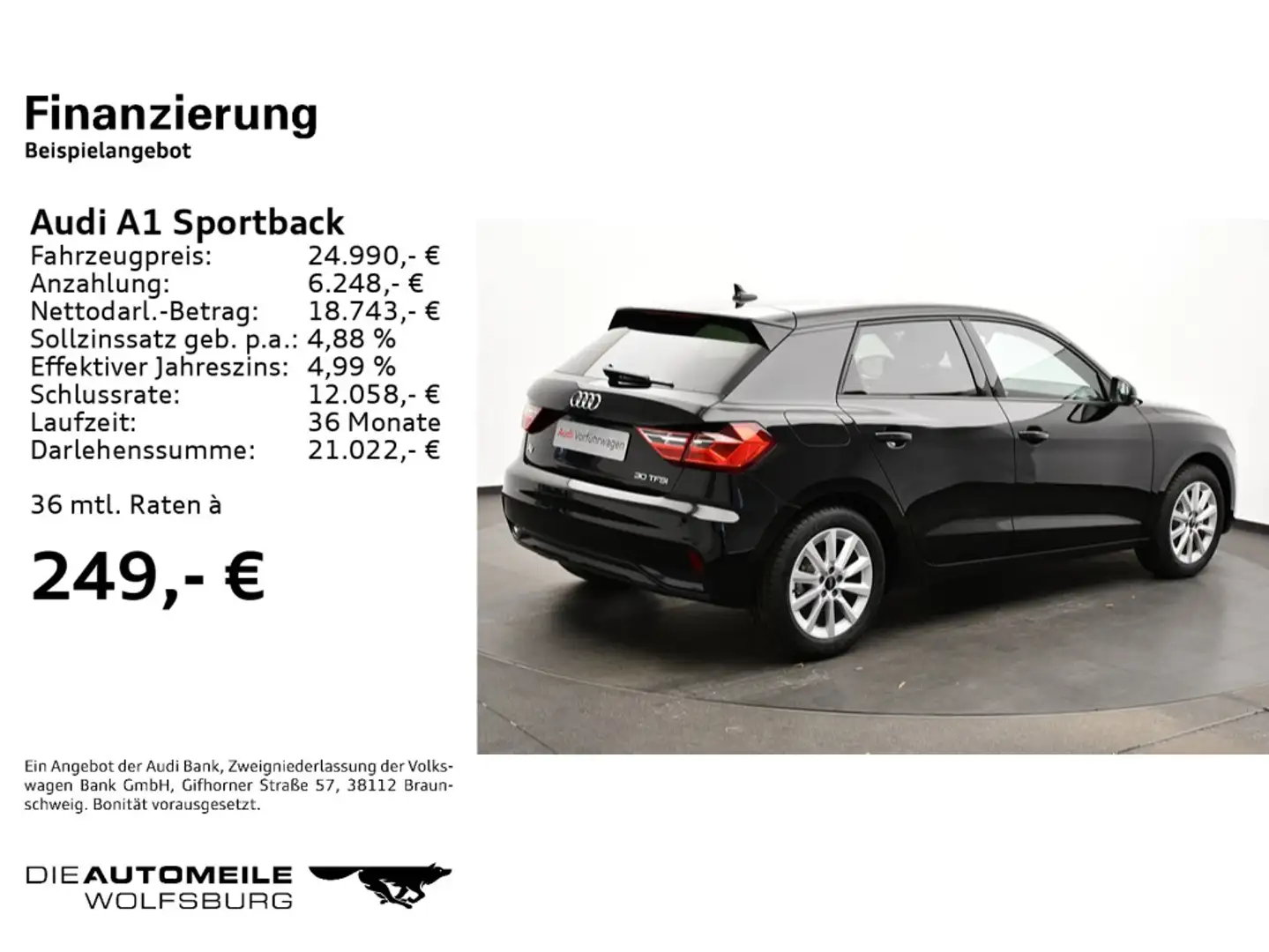Audi A1 30 TFSI advanced LaneAssist/Berganf Schwarz - 2