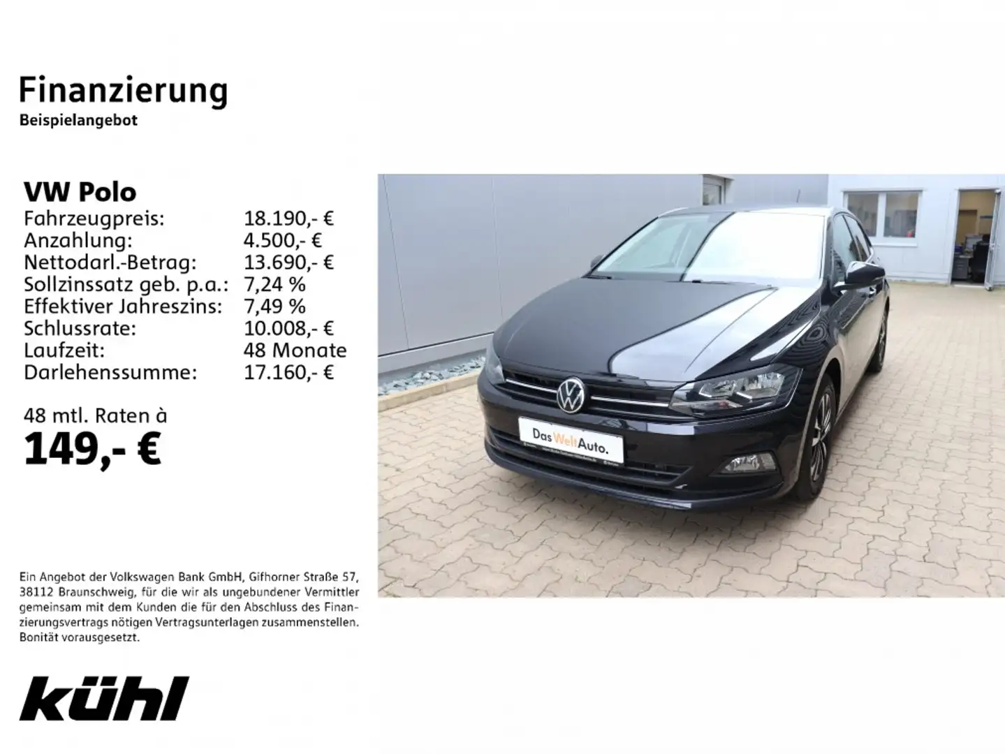 Volkswagen Polo VI 1.0 TSI United Navi,Active Info,PDC Schwarz - 1