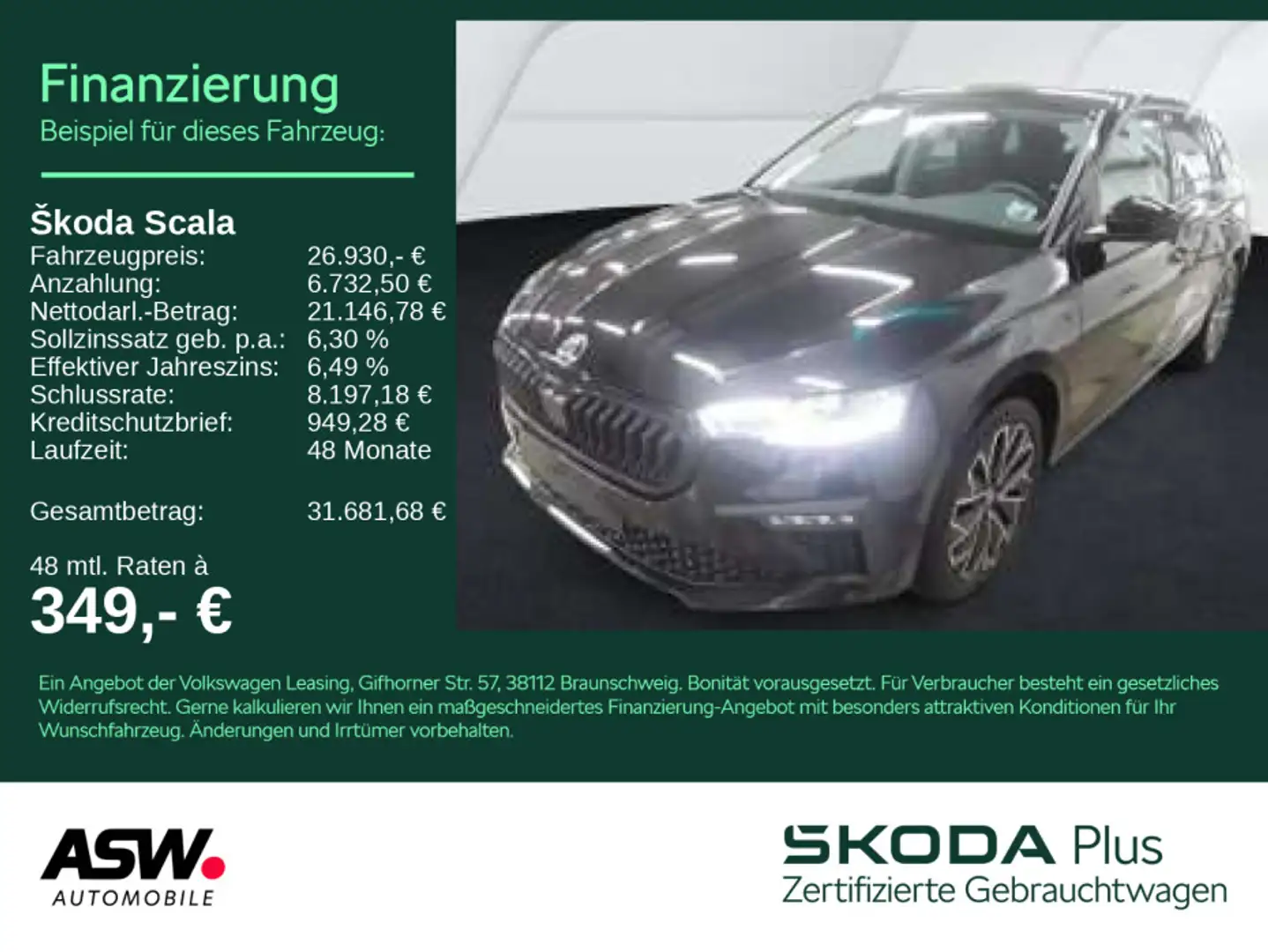 Skoda Scala Selection Tour 1.5TSI DSG AHK ACC Navi LED Schwarz - 1