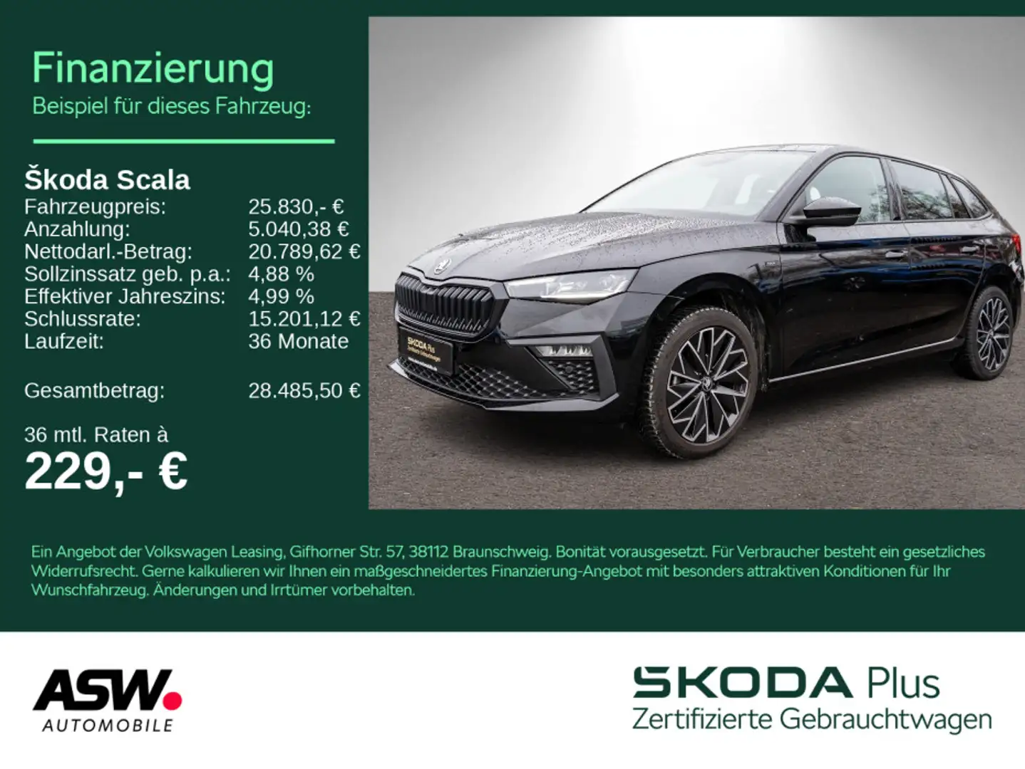 Skoda Scala Selection Tour 1.5TSI DSG AHK ACC Navi LED Schwarz - 1