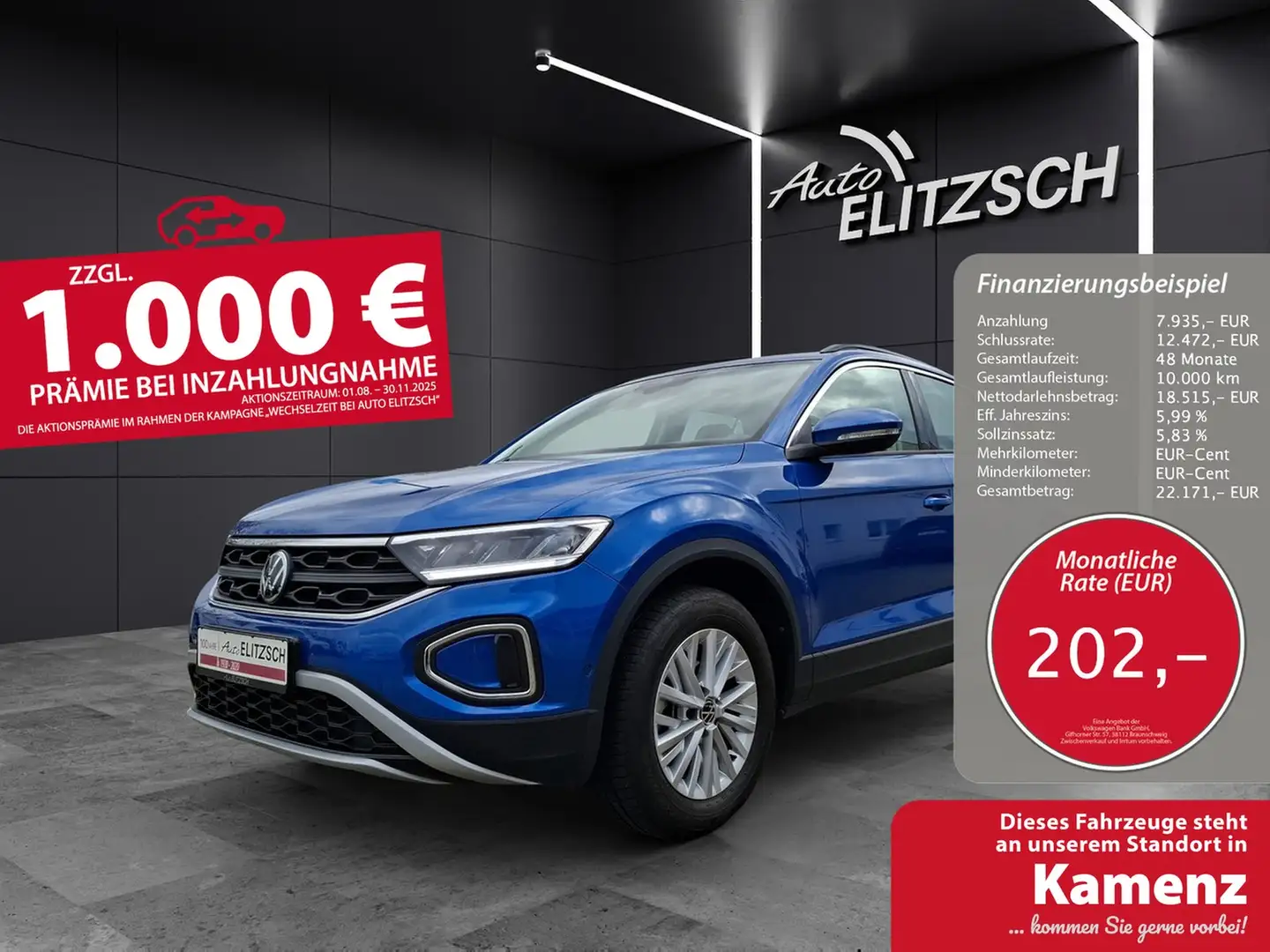 Volkswagen T-Roc TSI Life DSG LED Navi AID ACC Park-Assist SH Blau - 1
