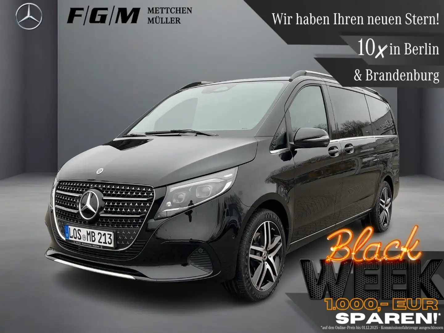 Mercedes-Benz V 300 d Avantgarde Burm|MBeam|TWA|360|AHK| Zwart - 1