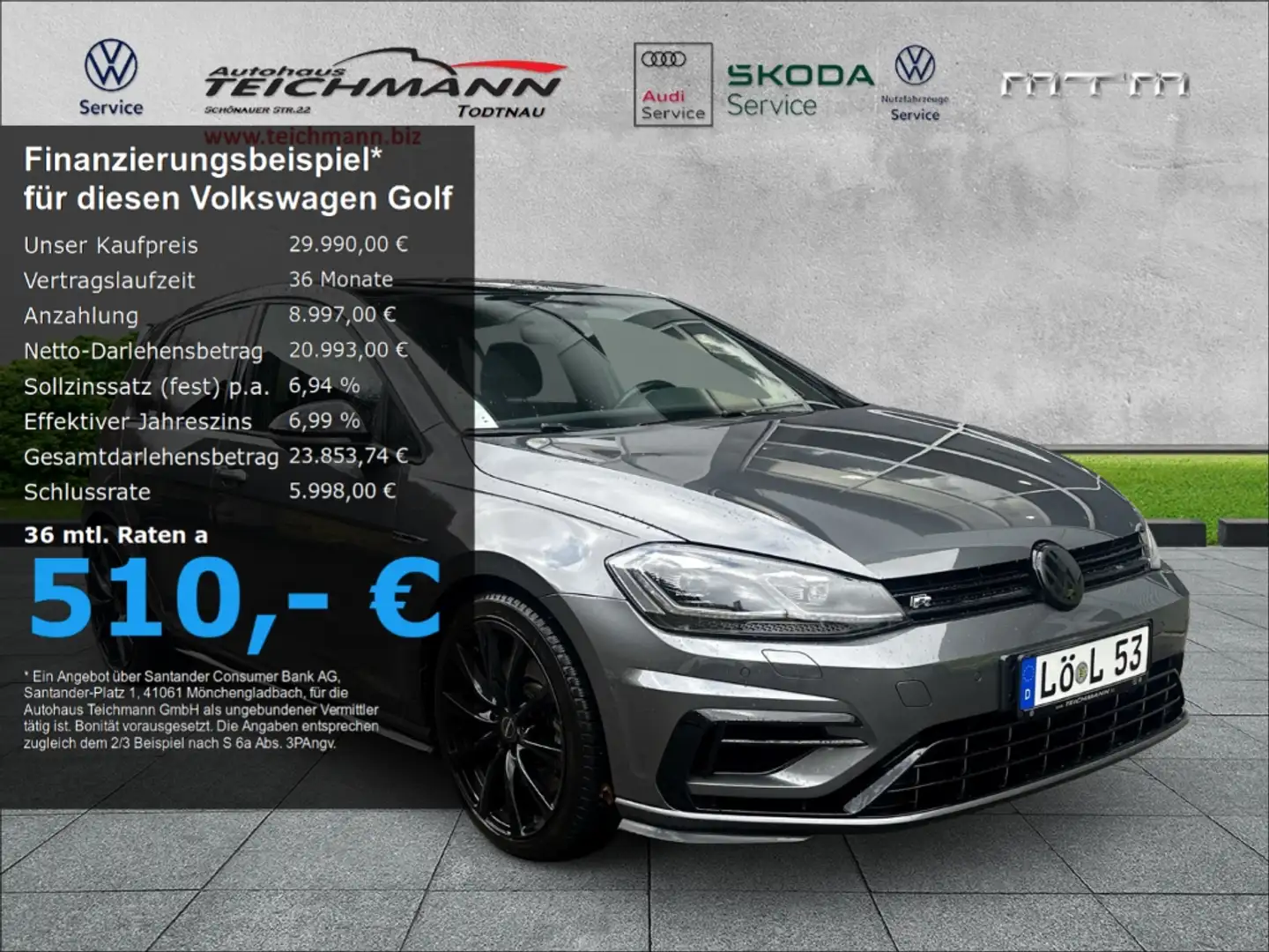 Volkswagen Golf VII R BMT 4Motion DSG*Pano* Grau - 1