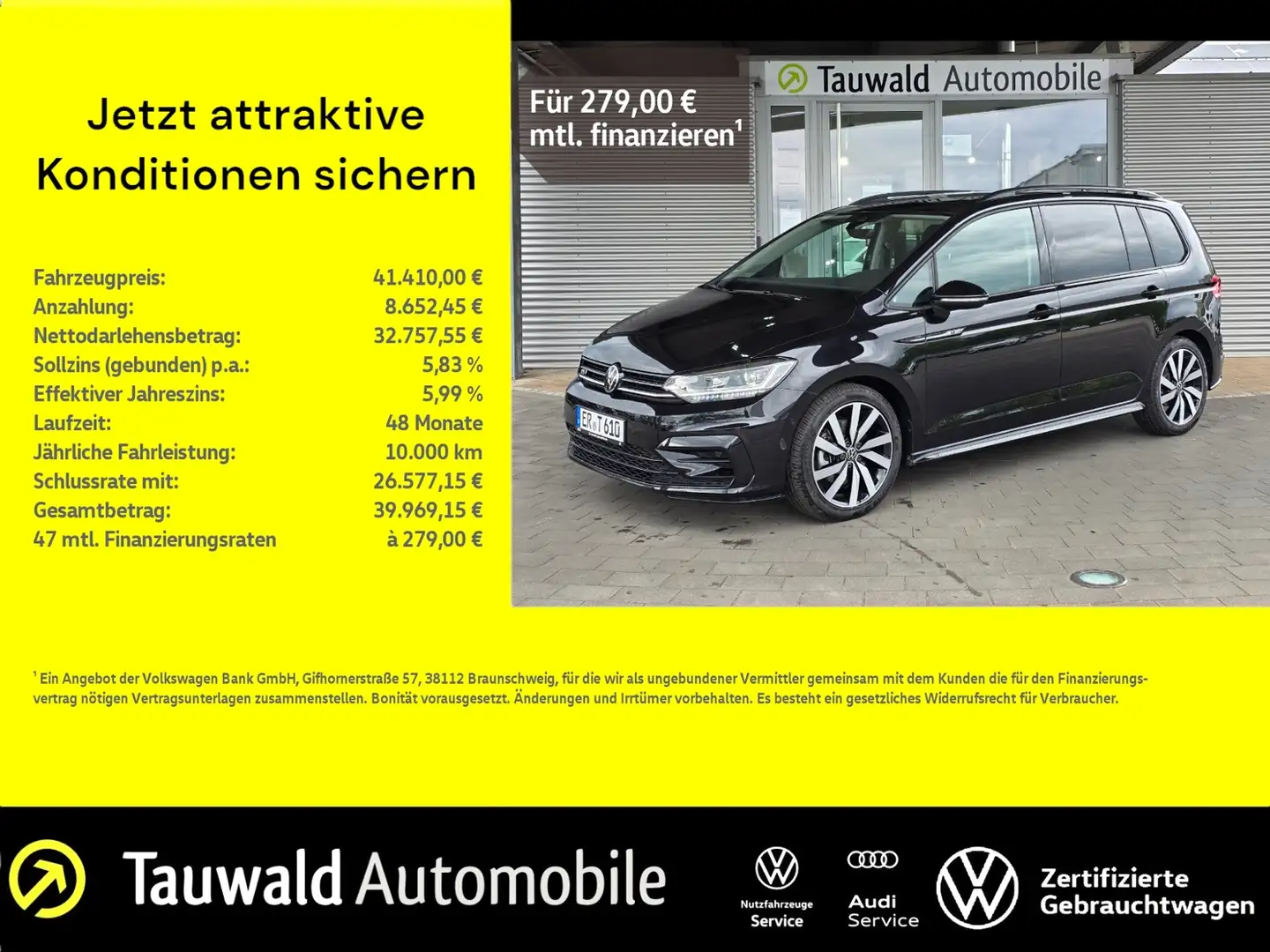 Volkswagen Touran 1.5 TSI DSG R-Line 7-S/PANO/RFK/TOP/IQ Schwarz - 1