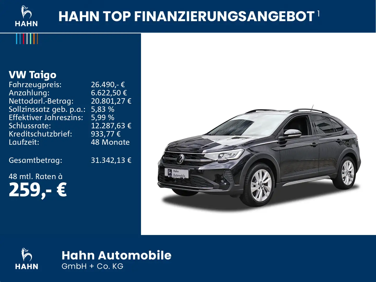 Volkswagen Taigo GOAL 1,0 l TSI OPF 85 kW Ganzjahresreifen Schwarz - 2