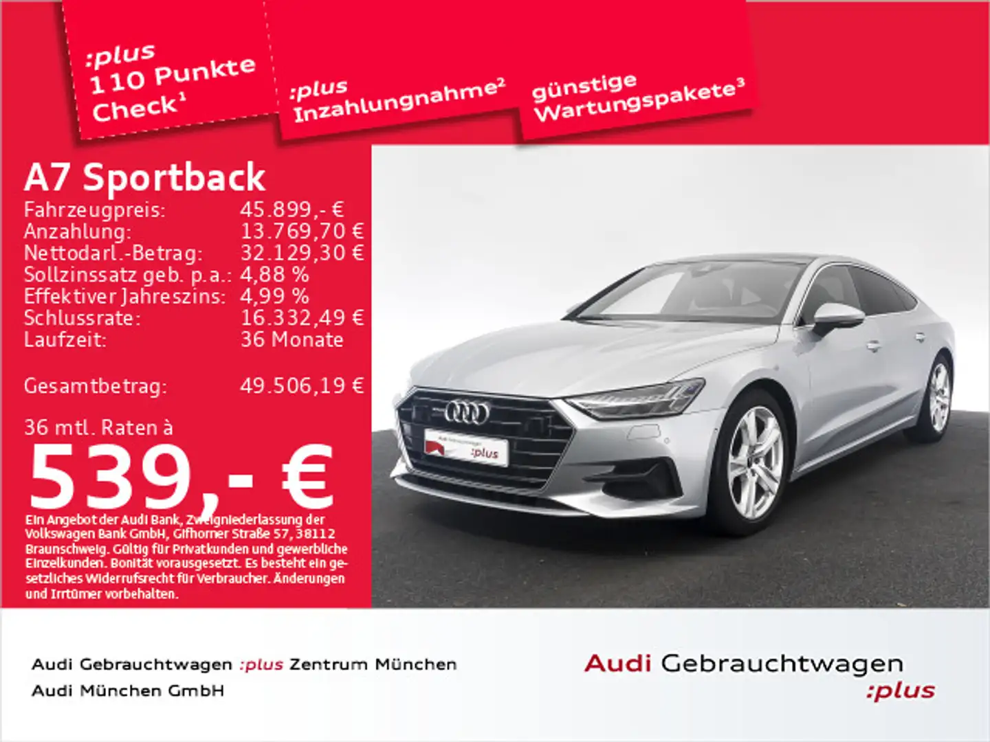 Audi A7 45 TFSI qu. S tronic S line Pano/HD Silber - 1