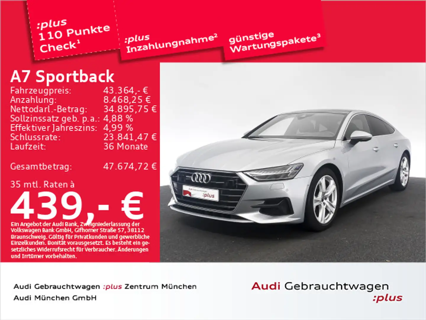Audi A7 45 TFSI qu. S tronic S line Pano/HD Silber - 1