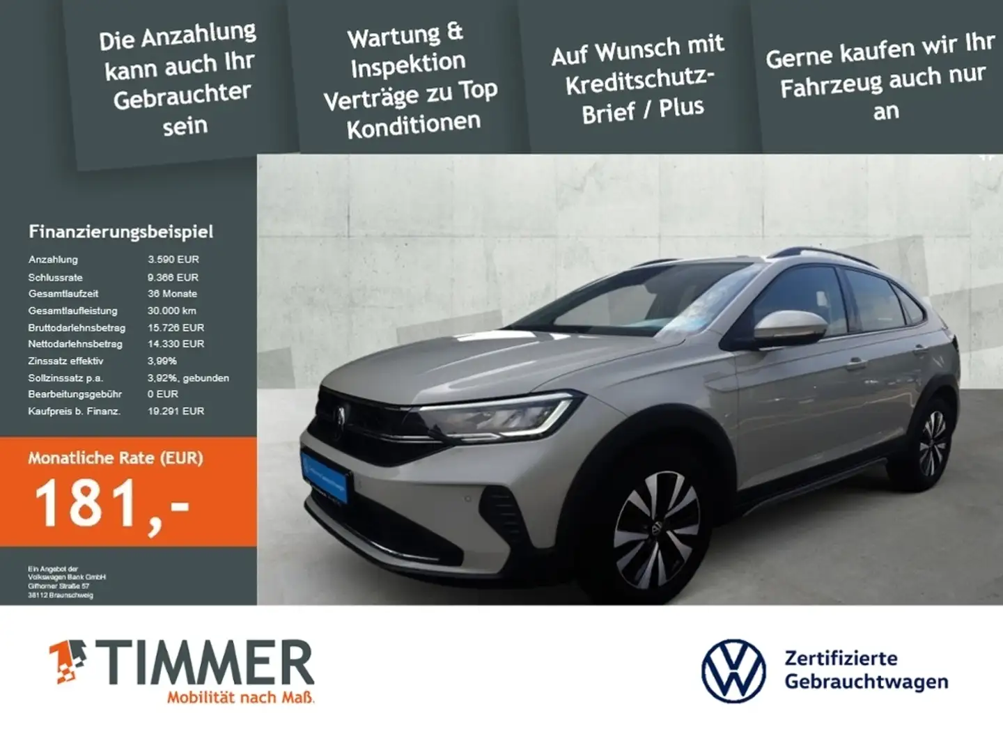 Volkswagen Taigo 1.0 TSI LIFE *LED *VIRTUAL *APP *ALU *SHZ *KLIMA Grigio - 1