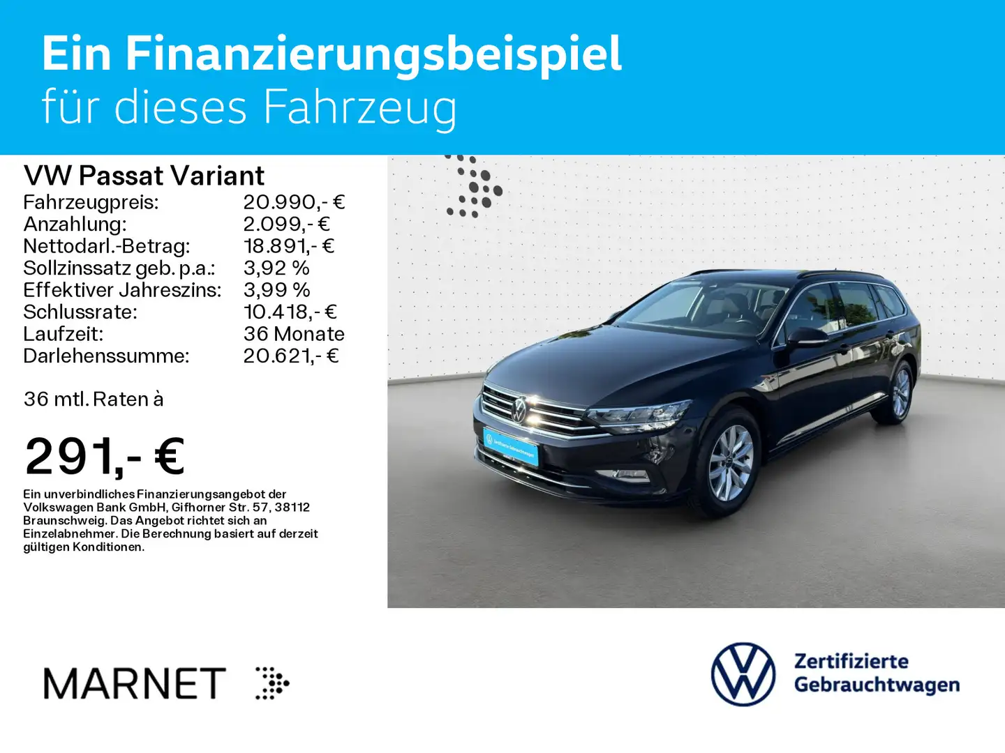 Volkswagen Passat Variant Business 2.0 TDI DSG Navi*AHK*Pan Schwarz - 2