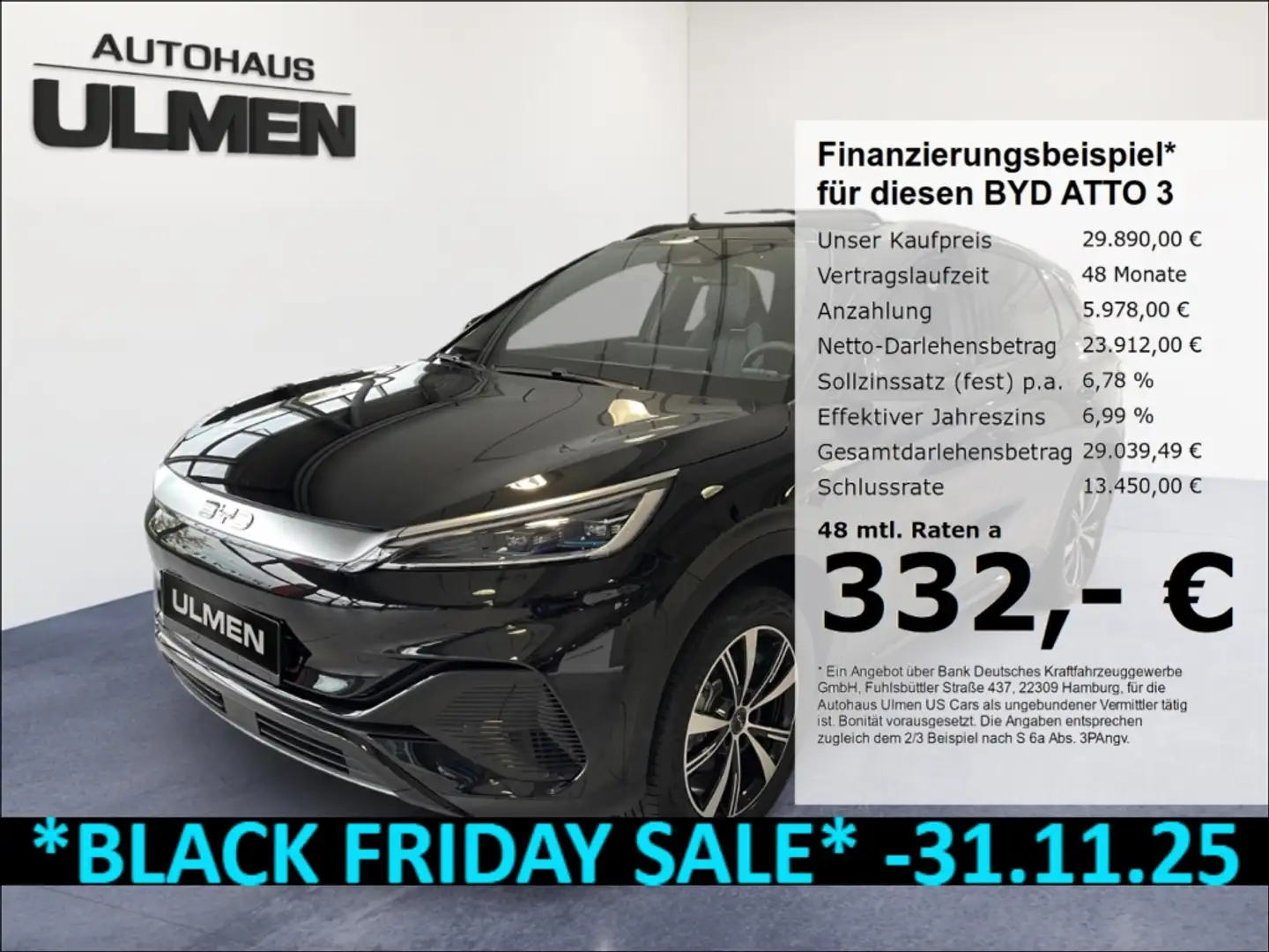 BYD Atto 3 150KW 2025 Comfort Pano Leder Wärmepumpe Schwarz - 1