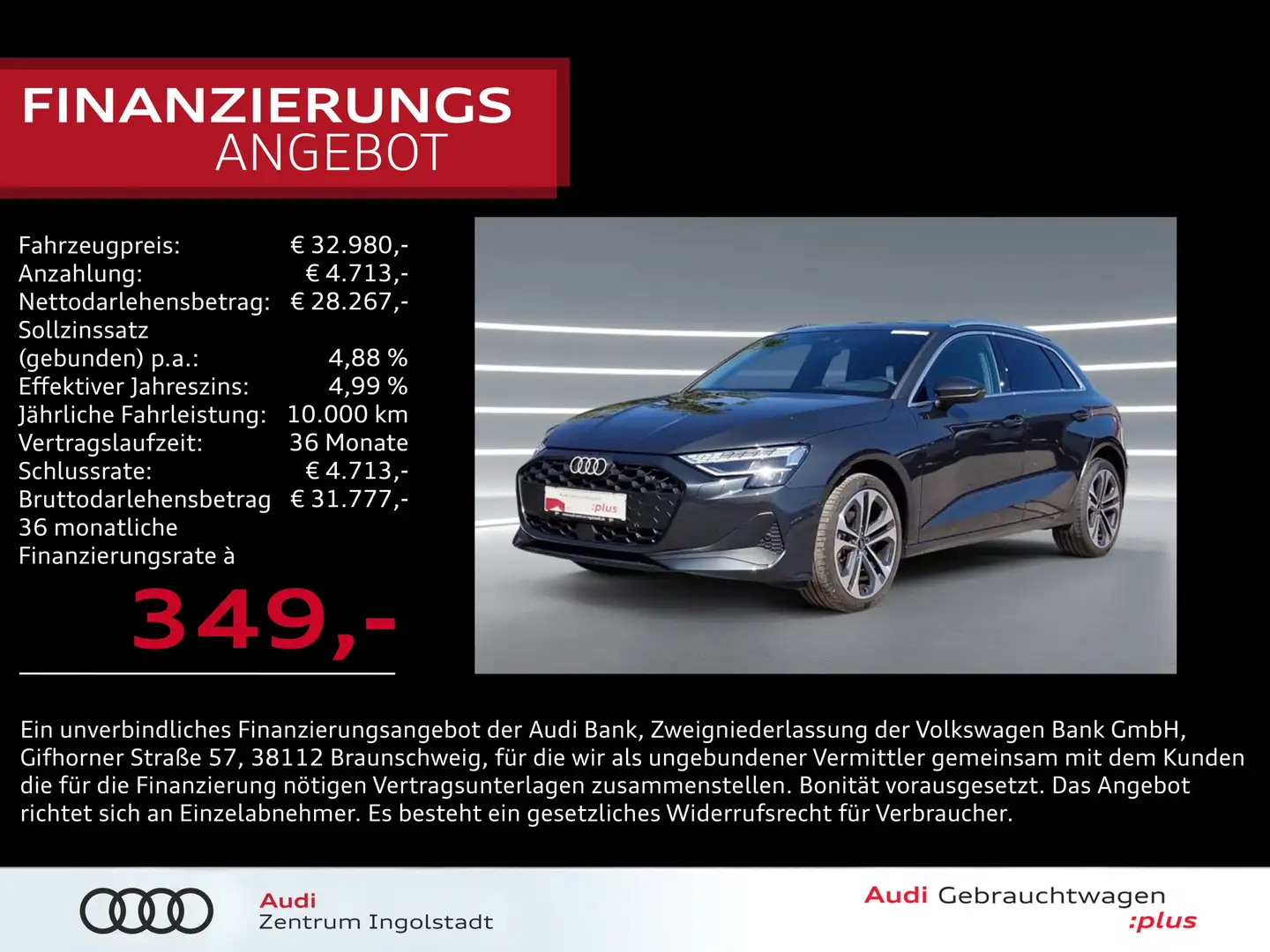 Audi A3 Sportback 30 TFSI LED ACC NAVI Sonos HuD 18" Grau - 1