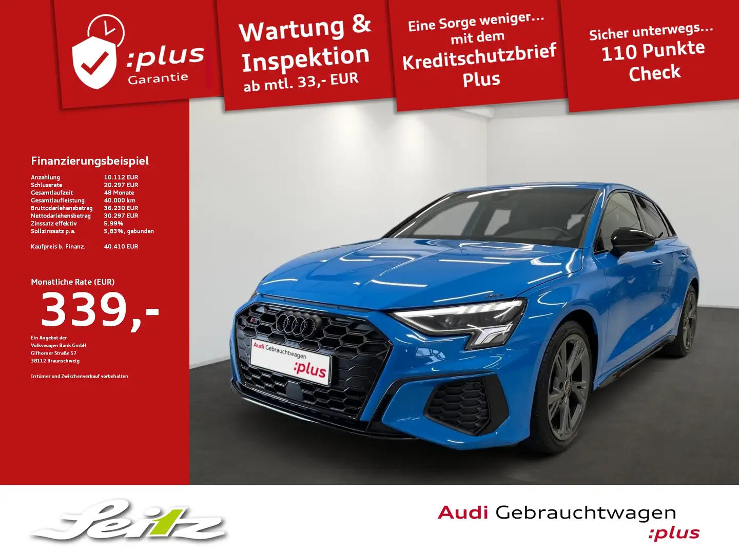 Audi S3 Sportback 2.0 TFSI quattro *VIRT.-COCKPIT*LED*KAME Bleu - 1