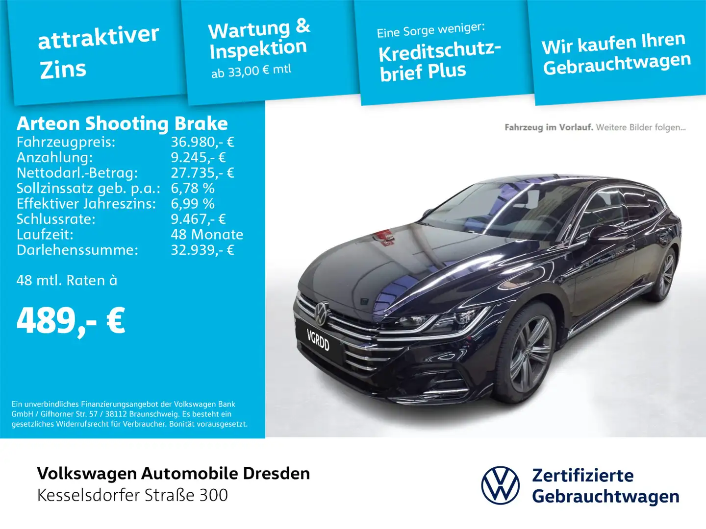 Volkswagen Arteon R-Line 2.0 TSI Schwarz - 1