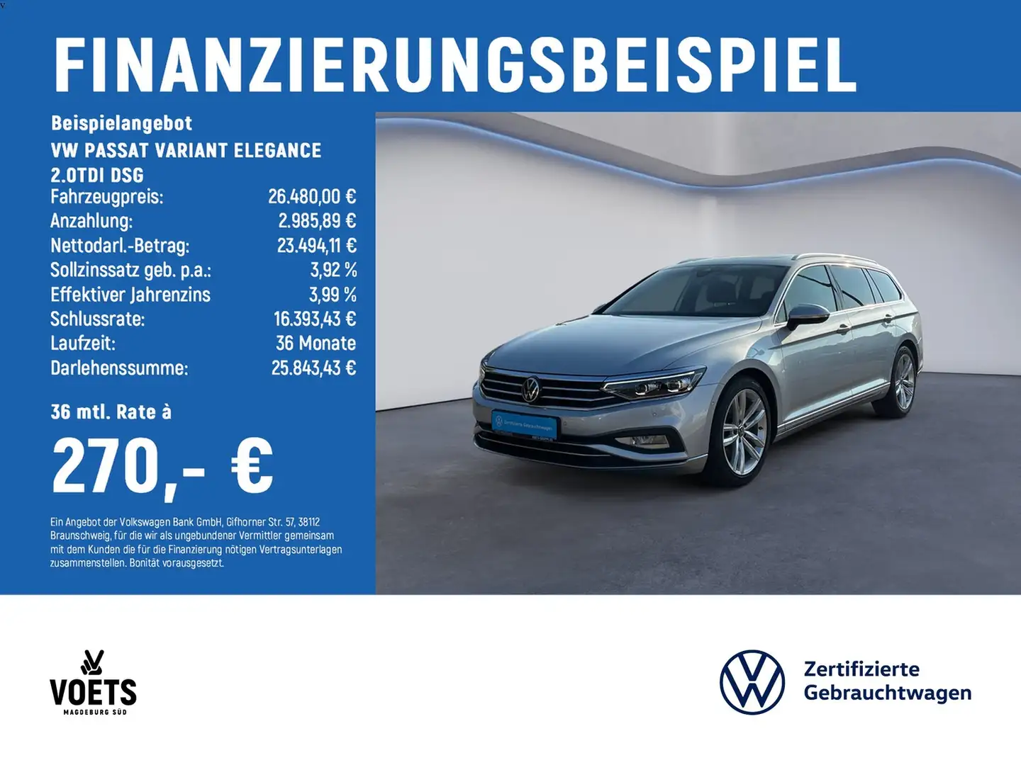 Volkswagen Passat Variant ELEGANCE 2.0TDI DSG IQ-LIGHT+PANO Argent - 2