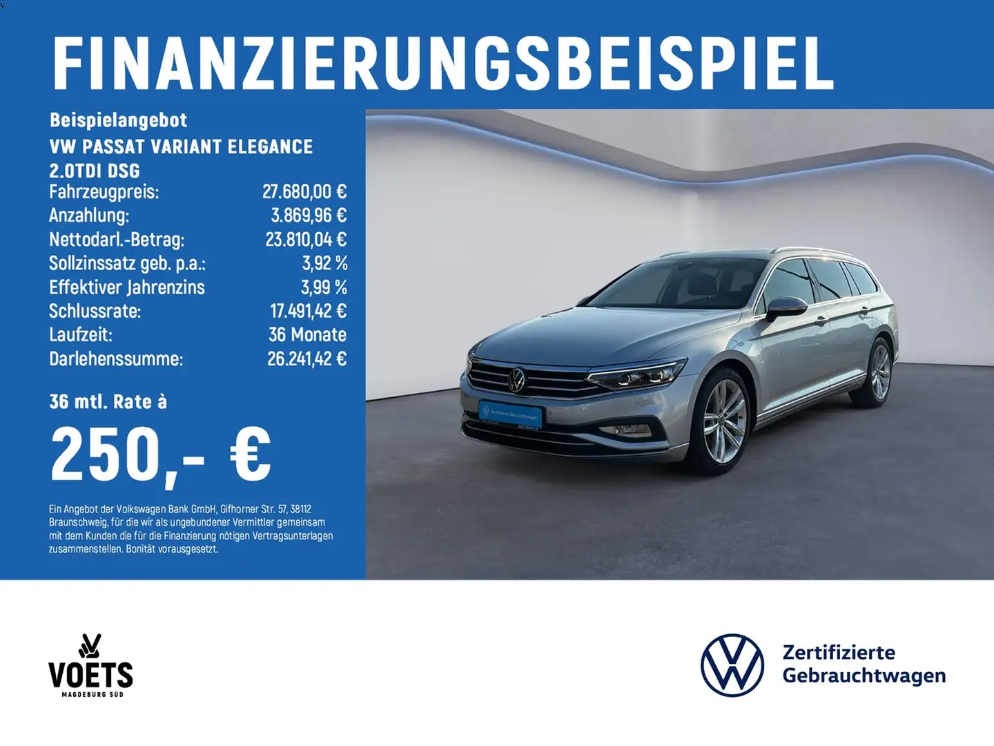 Volkswagen Passat Variant ELEGANCE 2.0TDI DSG IQ-LIGHT+PANO Silber - 2