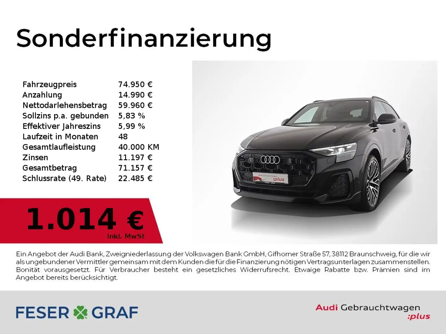 Audi Q8 S line Exterieur 50 TDI qu. Matrix/AHK/Pano. Schwarz - 1