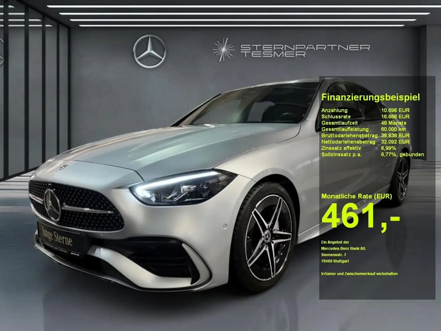 Mercedes-Benz C 220 d AMG+NIGHT+DISTRONIC+KAMERA+AMBIENTE Silber - 1