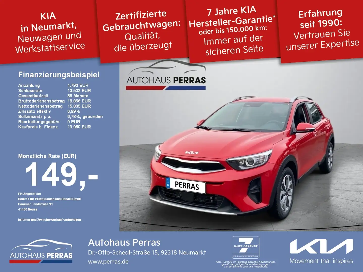 Kia Stonic 1.0T 100 Vision Navi Sitzheizung Kamera, Rosso - 1
