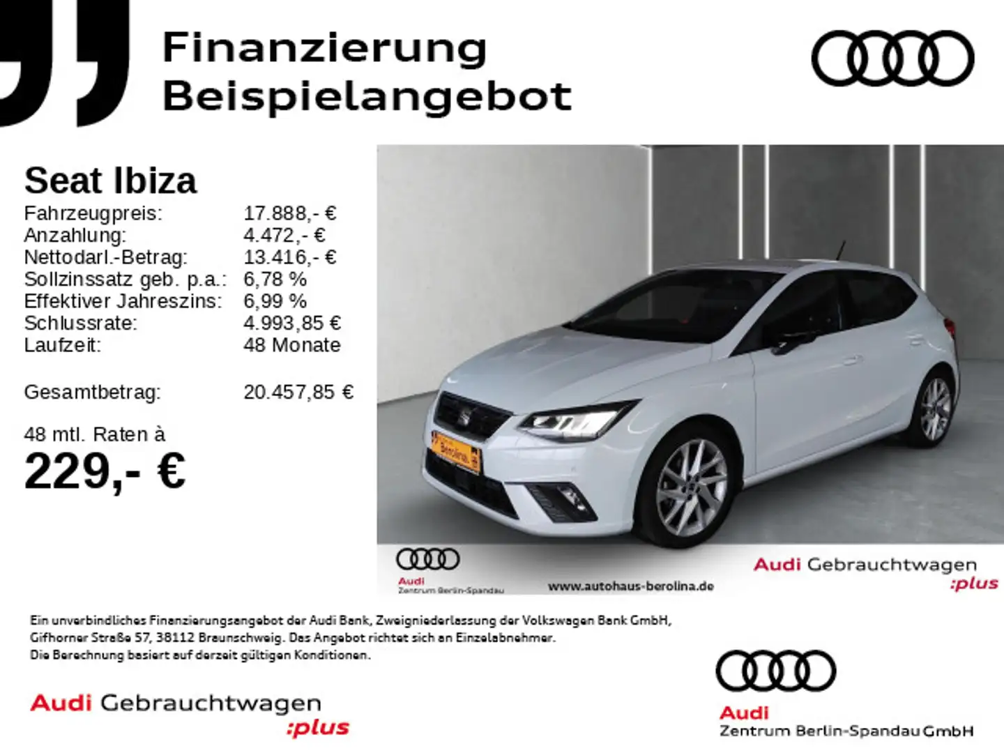 SEAT Ibiza 1.0 TSI FR DSG *Vision+*GRA*LED*SHZ* Weiß - 1