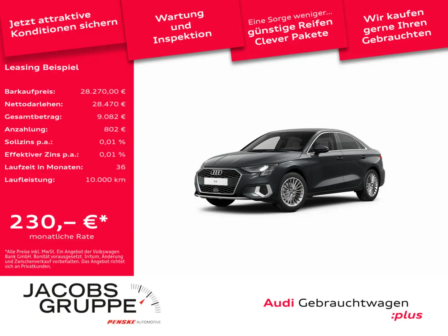 Audi A3 Limousine 35 TFSI advanced Tempomat*PDC * Grau - 1
