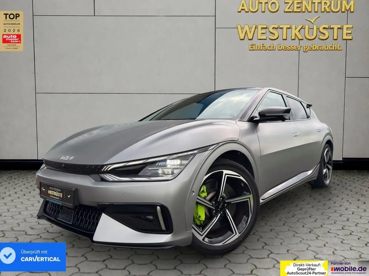 Kia EV6 GT4WD HuD AHK Meridian SOH99%Wärmepumpe Matt, миниатюра 4