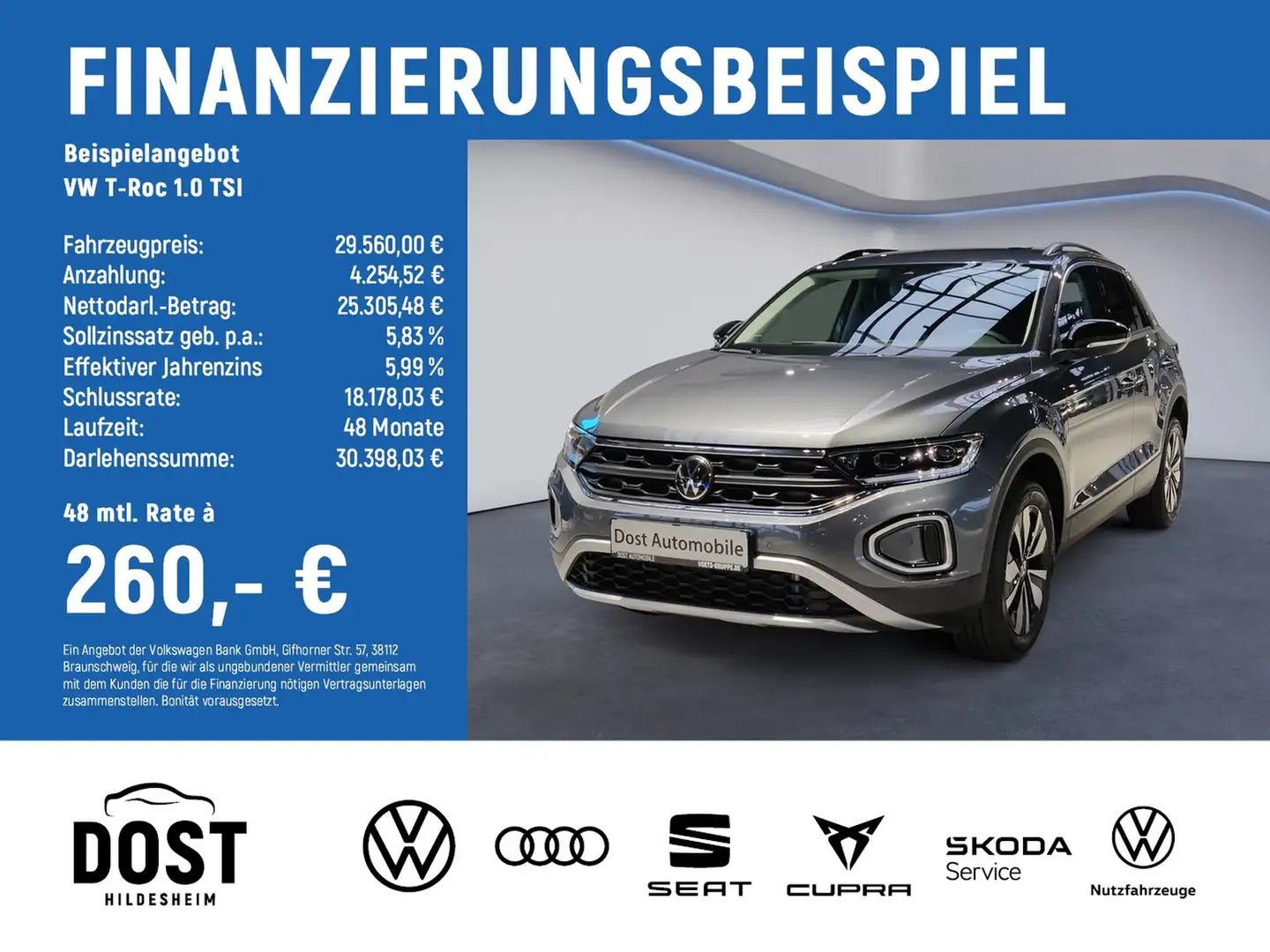 Volkswagen T-Roc 1.0 TSI Goal LED+NAVI+SHZ Grijs - 2