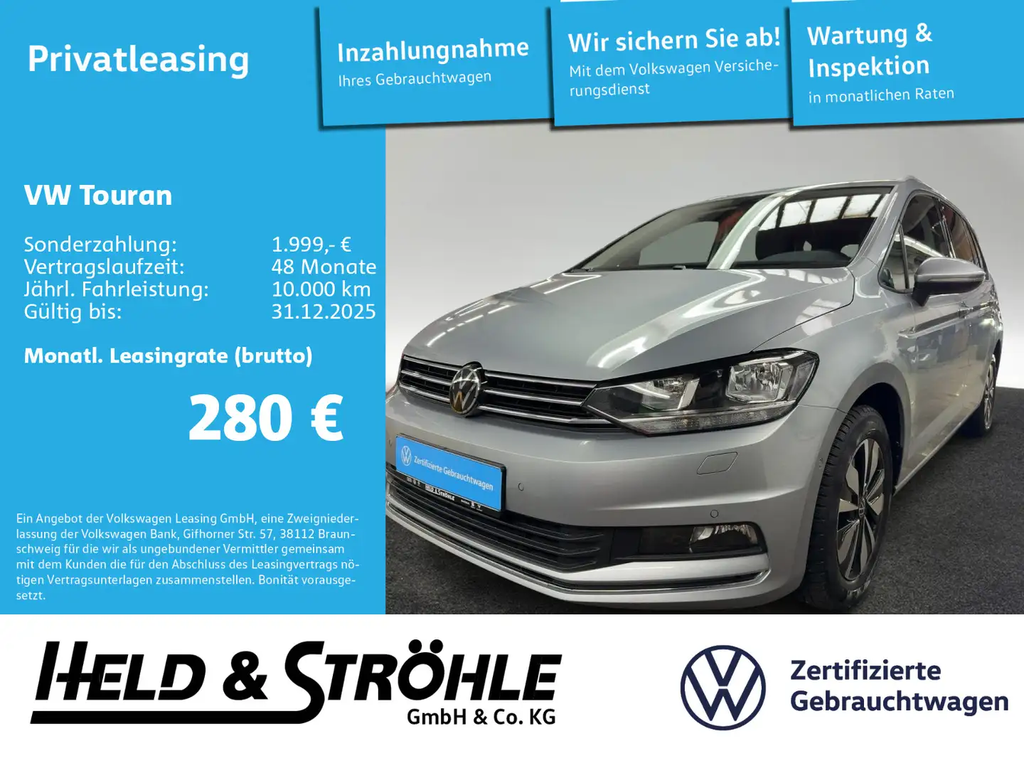 Volkswagen Touran MOVE 1.5 TSI DSG NAV AHK 7S E-KLAPPE ACC Argento - 1