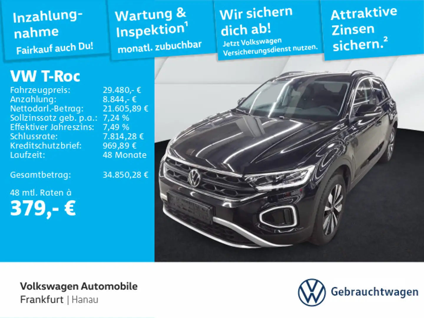 Volkswagen T-Roc 2.0 TDI DSG Goal Navi LEDPlus DAB+ FrontAs Schwarz - 1