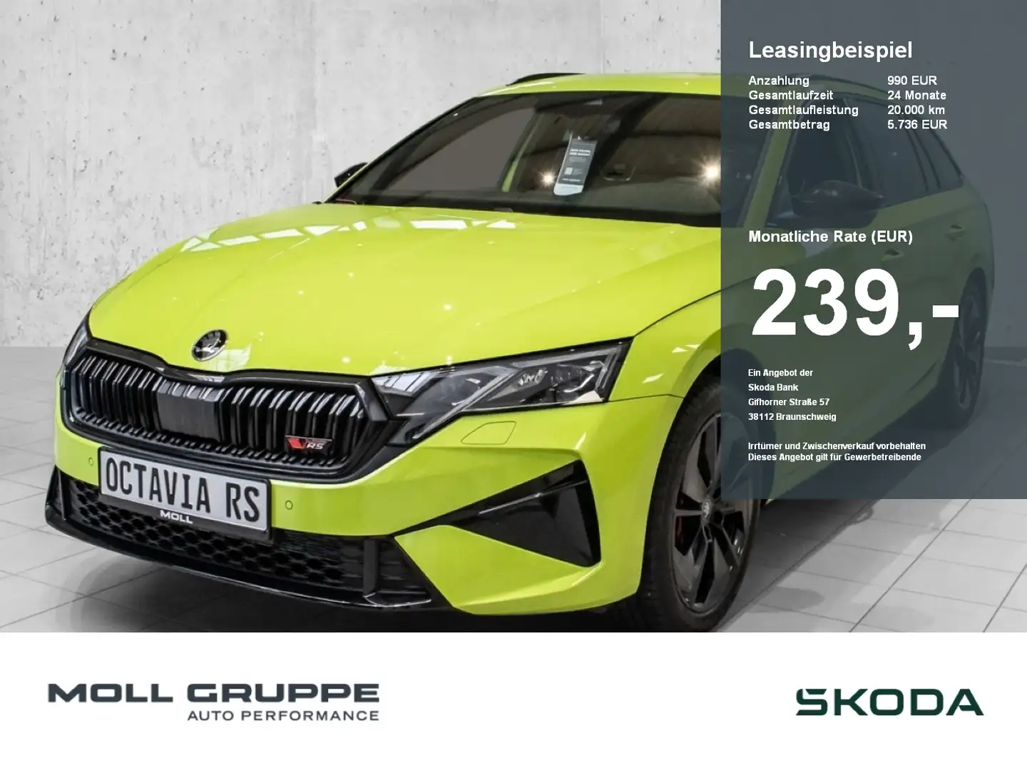 Skoda Octavia Combi RS 2.0 TSI DSG NAVI LM ACC EL.HECK Grün - 1