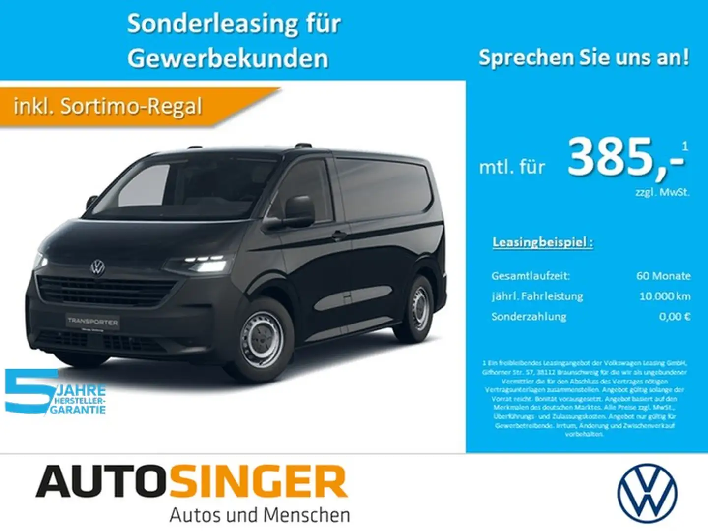 Volkswagen T7 Transporter Kasten TDI 4M KR AHK*CAM*ACC*KLIMA Černá - 1