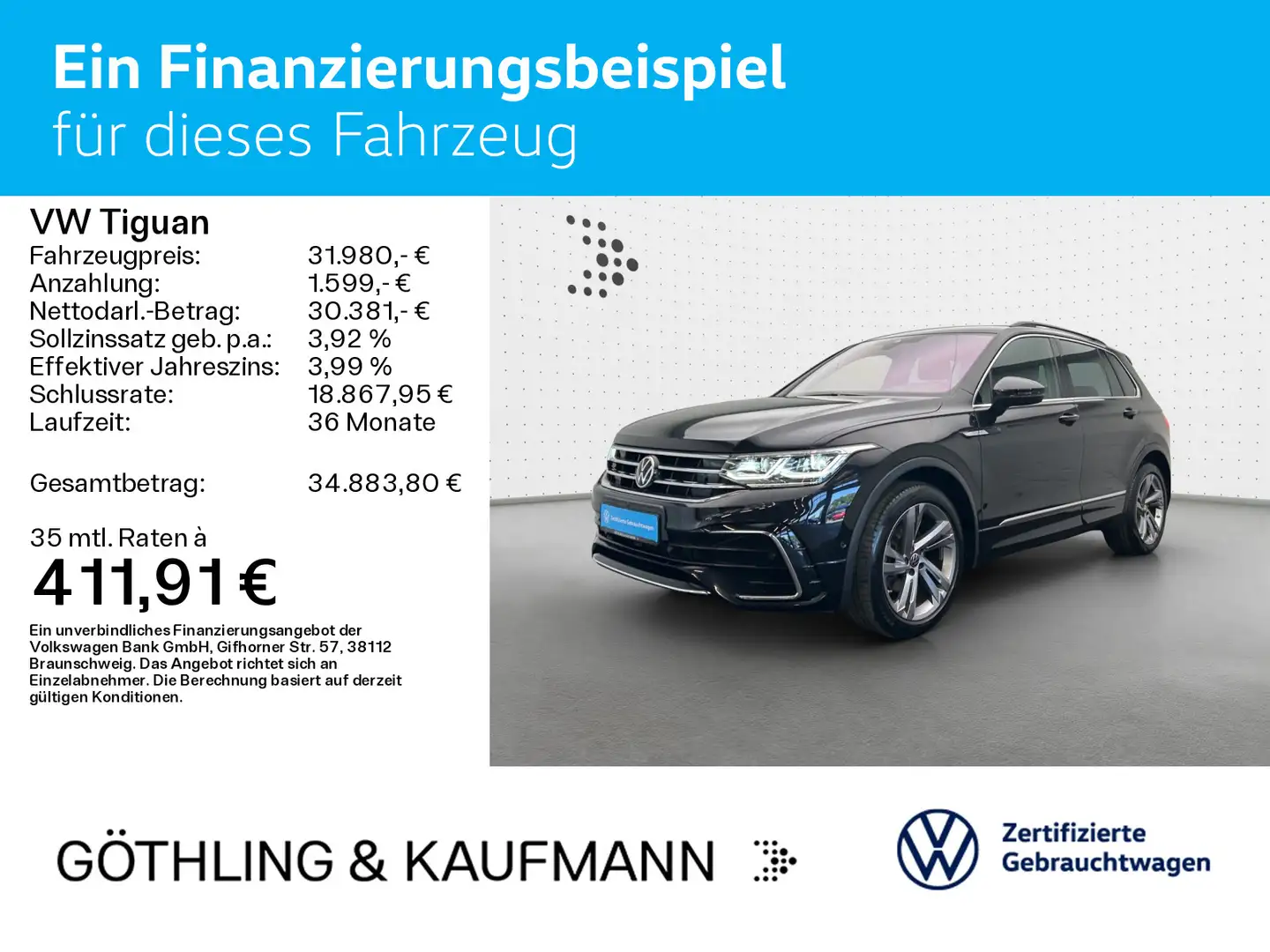 Volkswagen Tiguan R-Line 2.0 TDI*DSG*AHK*KAM*MATRIX*NAVI* Schwarz - 2