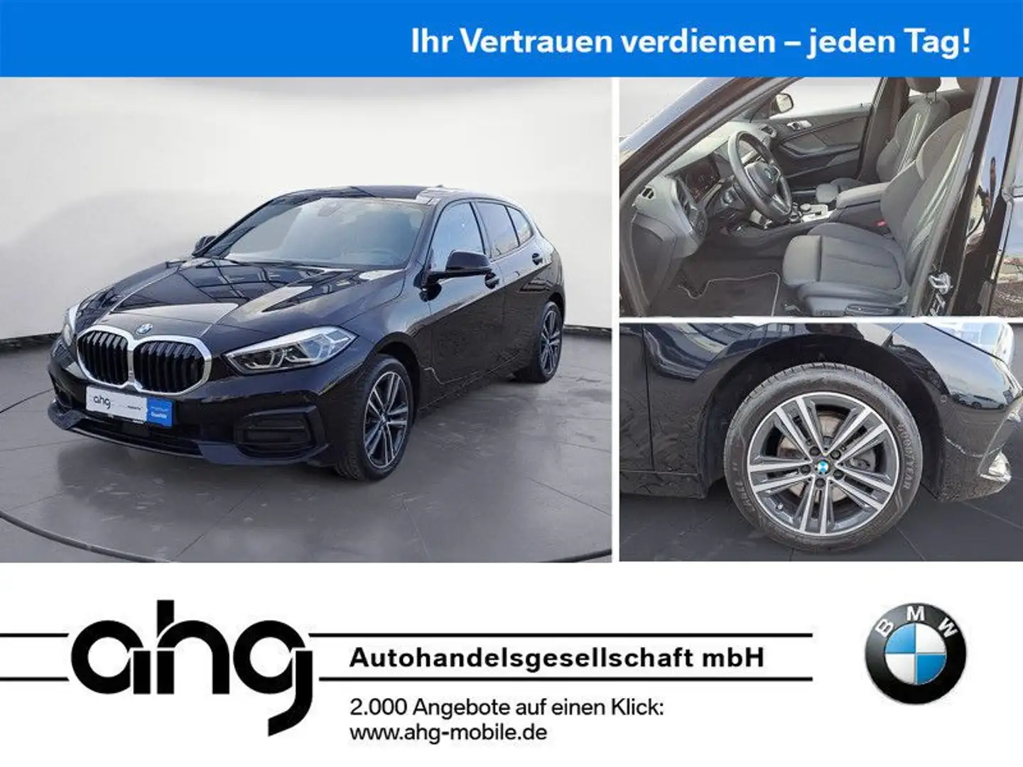 BMW 118 d Sport Line Aut. Panorama Klimaaut. AHK Schwarz - 1