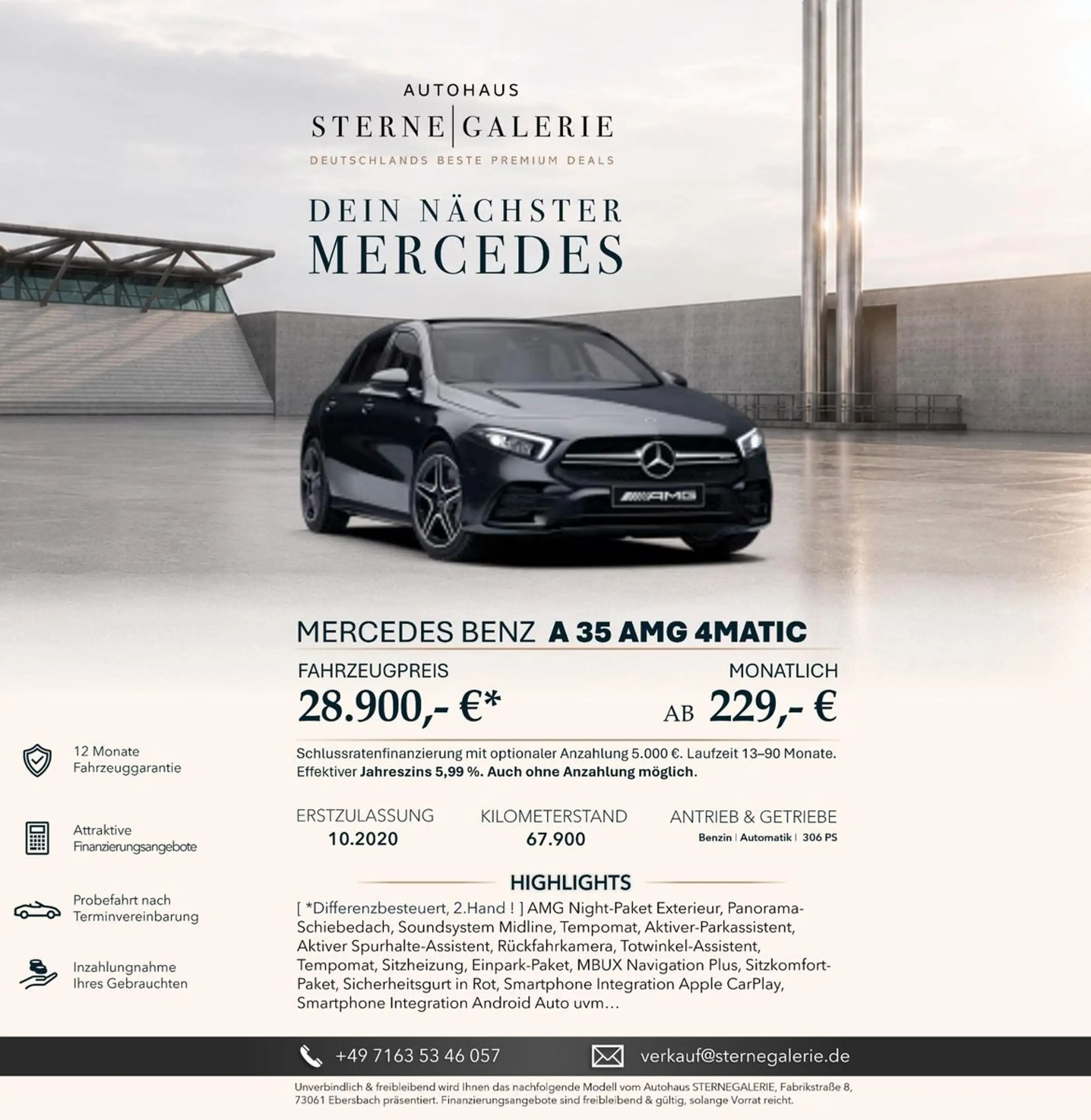 Mercedes-Benz A 35 AMG RPCKFAHRK/PANO/TEMPOM/LED/ADVANCED
