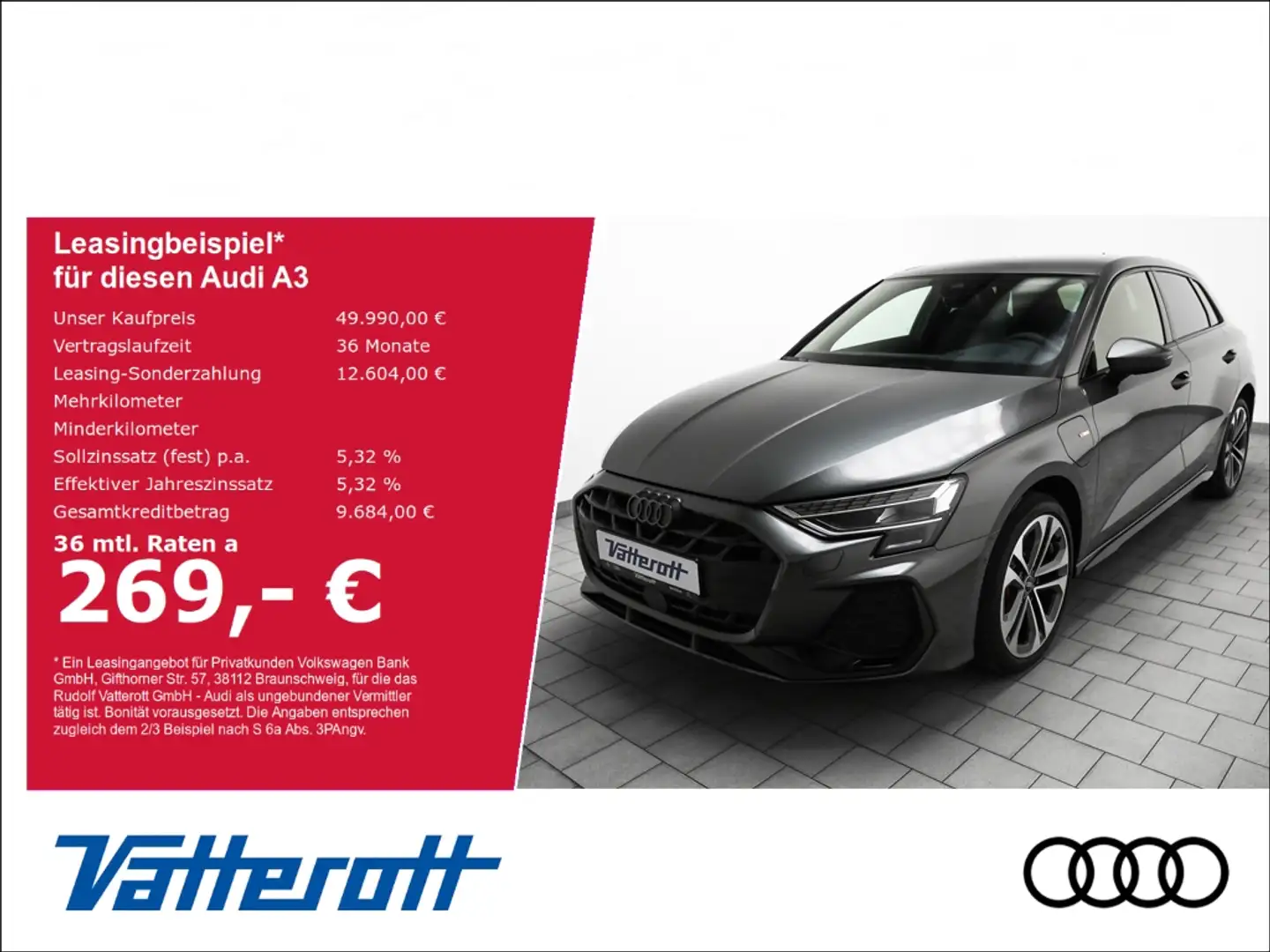 Audi A3 Sportback S line 45 TFSIe Matrix AHK Navi CarPlay Gris - 1