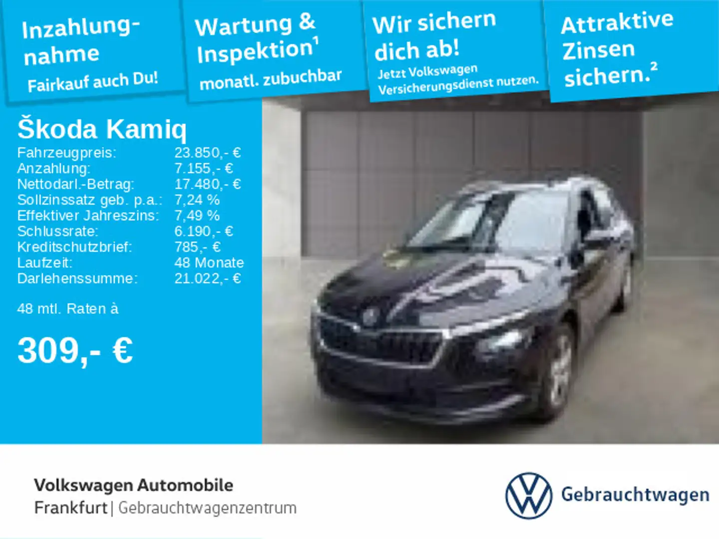Skoda Kamiq Style 1,5 TSI Automatik Style Einparkhilfe Schwarz - 1