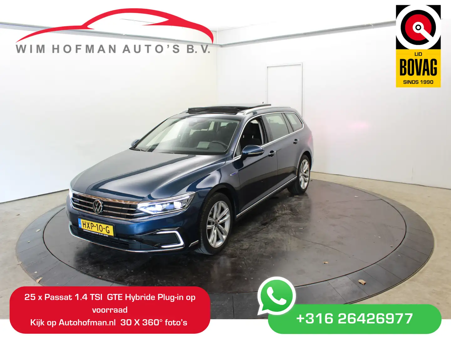 Volkswagen Passat Variant GTE Head-up Disp Pano 360°Cam eLTrekh+aKlep Memo-s Blauw - 1