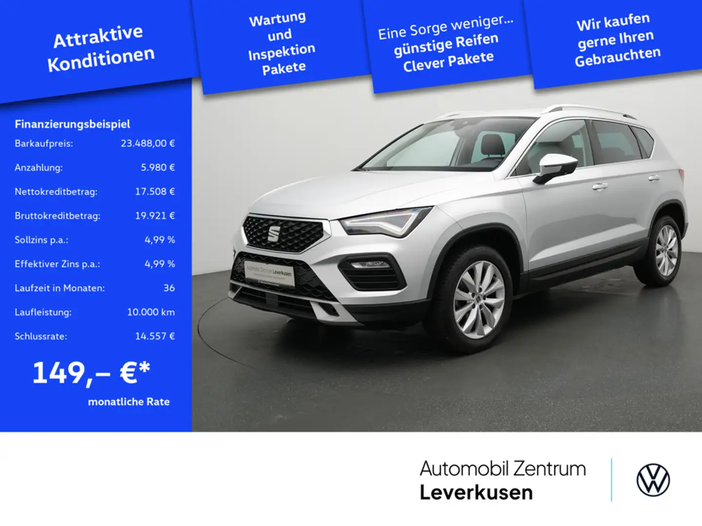 SEAT Ateca Style NAVI VIRT AHK ACC KAM CARPLAY SHZ Silber - 1