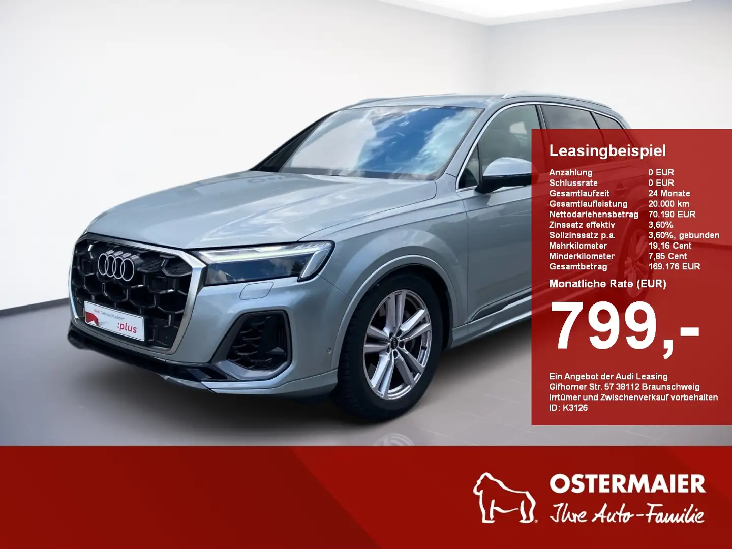 Audi Q7 S-LINE 55 TFSIe NP112 5J-G MATRIX.B&O.360°.NAVI.AI Argent - 1