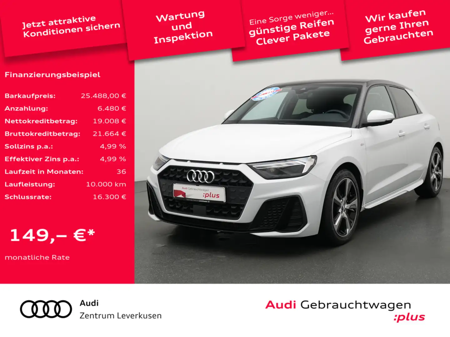 Audi A1 Sportback S line S-TRON AHK LEDER NAVI VIR Weiß - 1