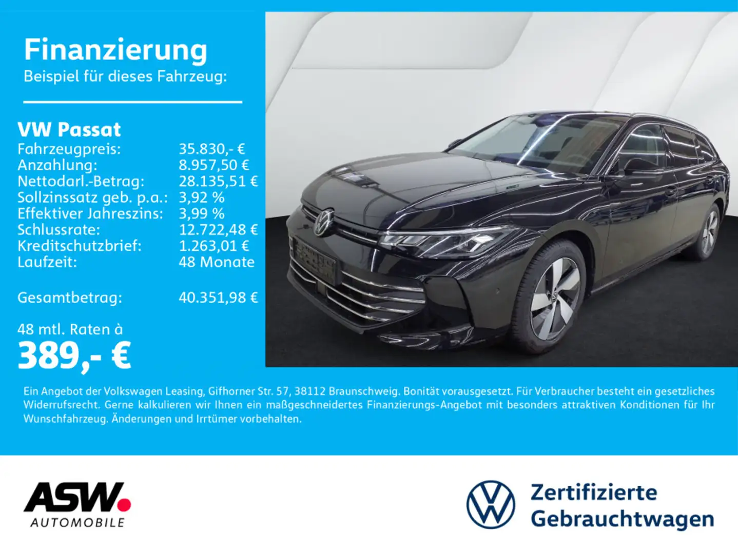 Volkswagen Passat Business 2.0TDI DSG LED NAVI AHK 360° RFK Schwarz - 1