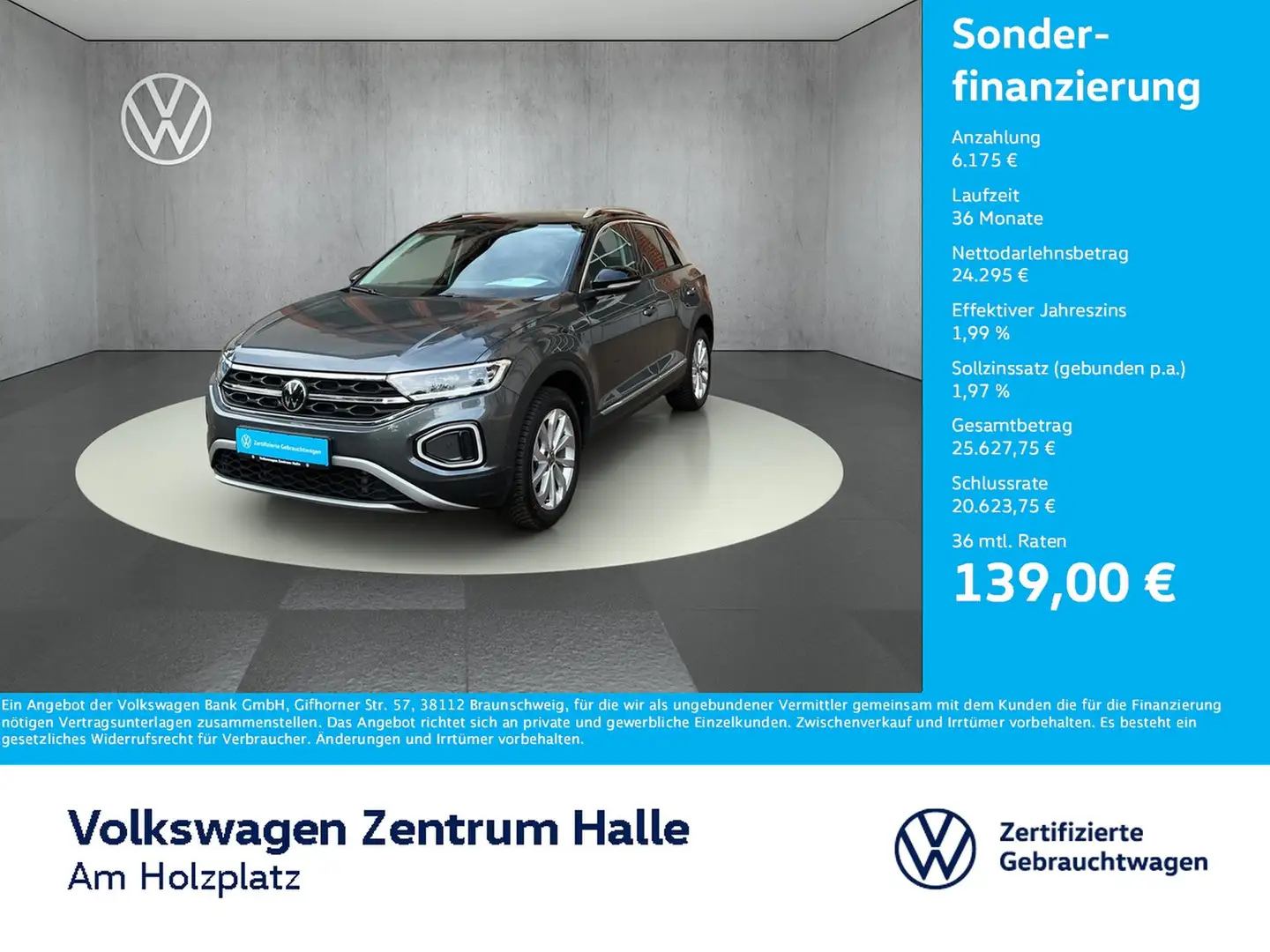Volkswagen T-Roc 1.5 l TSI OPF Style DSG Grau - 1